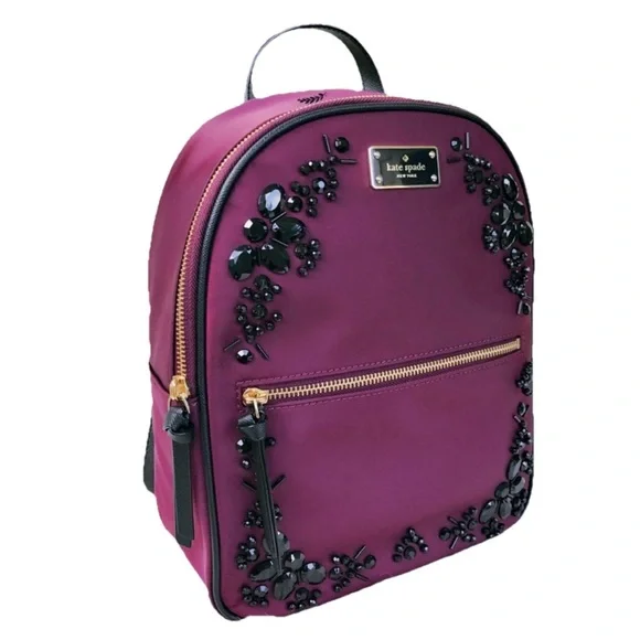 ♠️ Kate Spade Wilson Road Embellished Small Bradley Backpack Plum Purple ♠️ - Picture 3 of 10